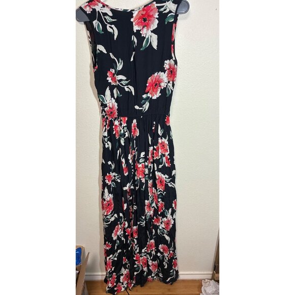 VICI Maxi Dress Business Casual Boho Floral Side Slit Sleeveless Black Sz Medium - Picture 3 of 7